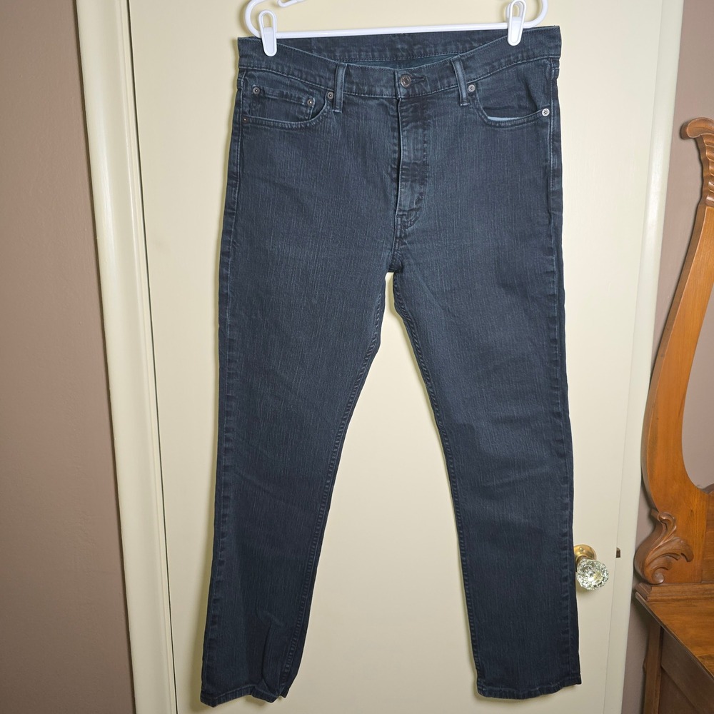 Levi Strauss 511 Mens Denim Jeans 38x32 Black Washed Distressed - Picture 12 of 13